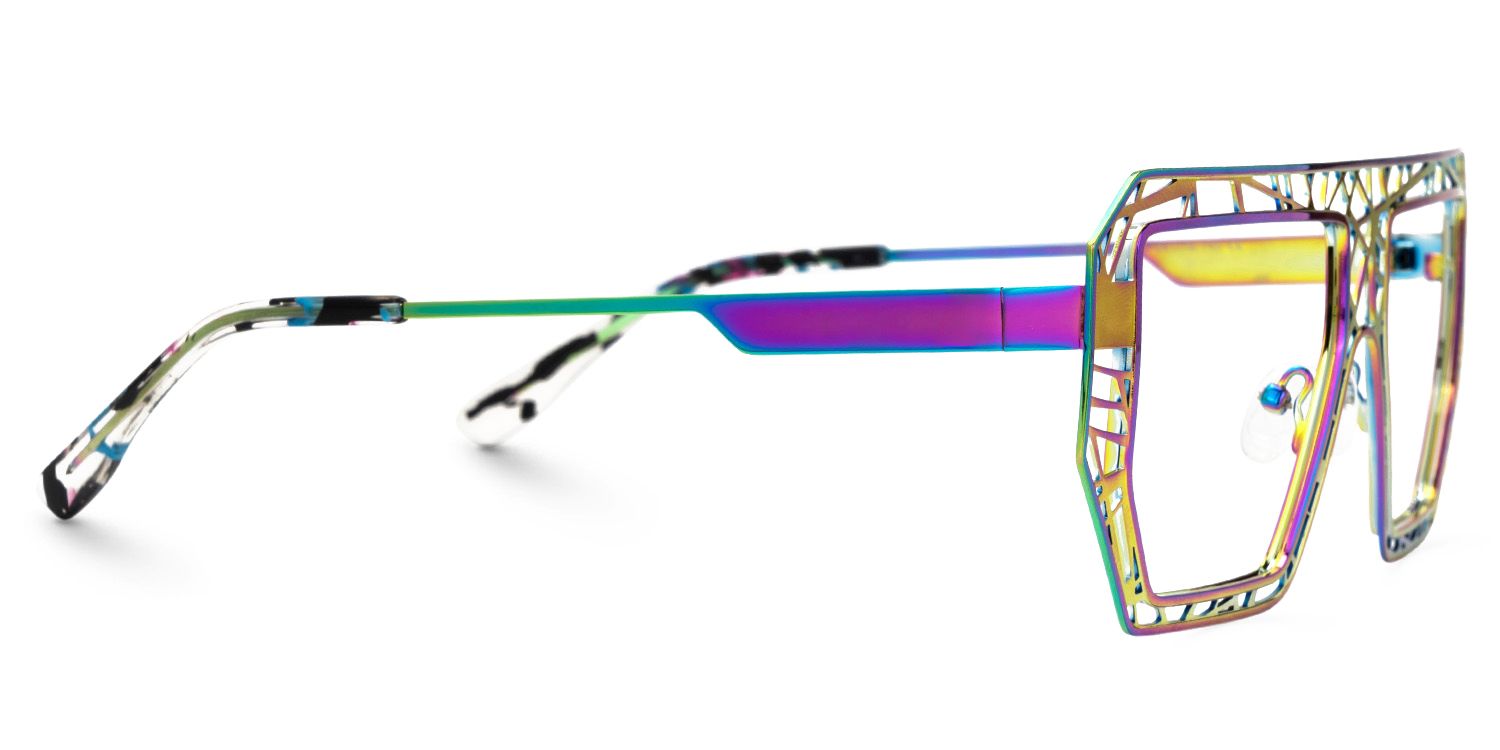 Blake Iridescent Glasses with Geometric Extra Large Frames | ZEELOOL UK2