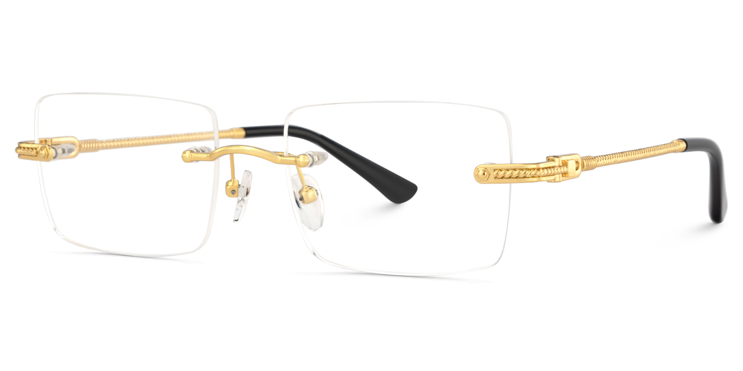 Gold Rimless Eyeglasses Frames With Adjustable Nose Pads3