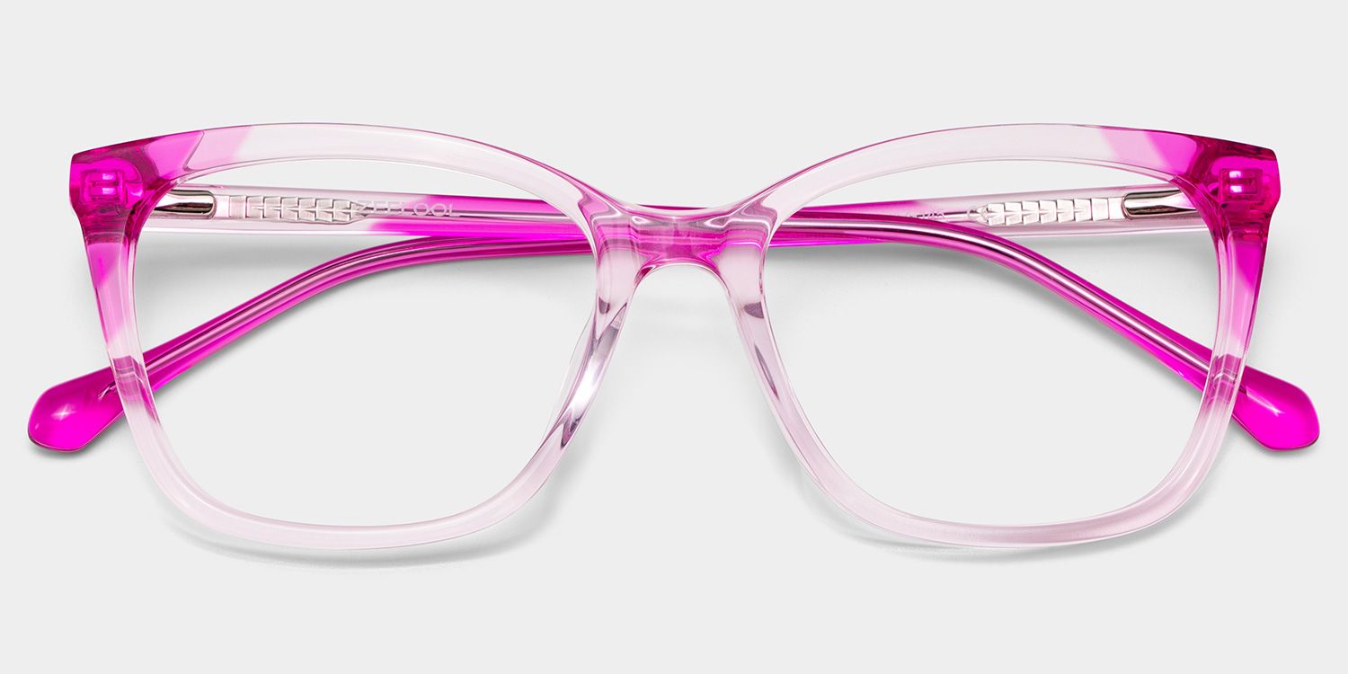 Juno Rectangle Pink Frame Eyeglasses for Woman| ZEELOOL UK2