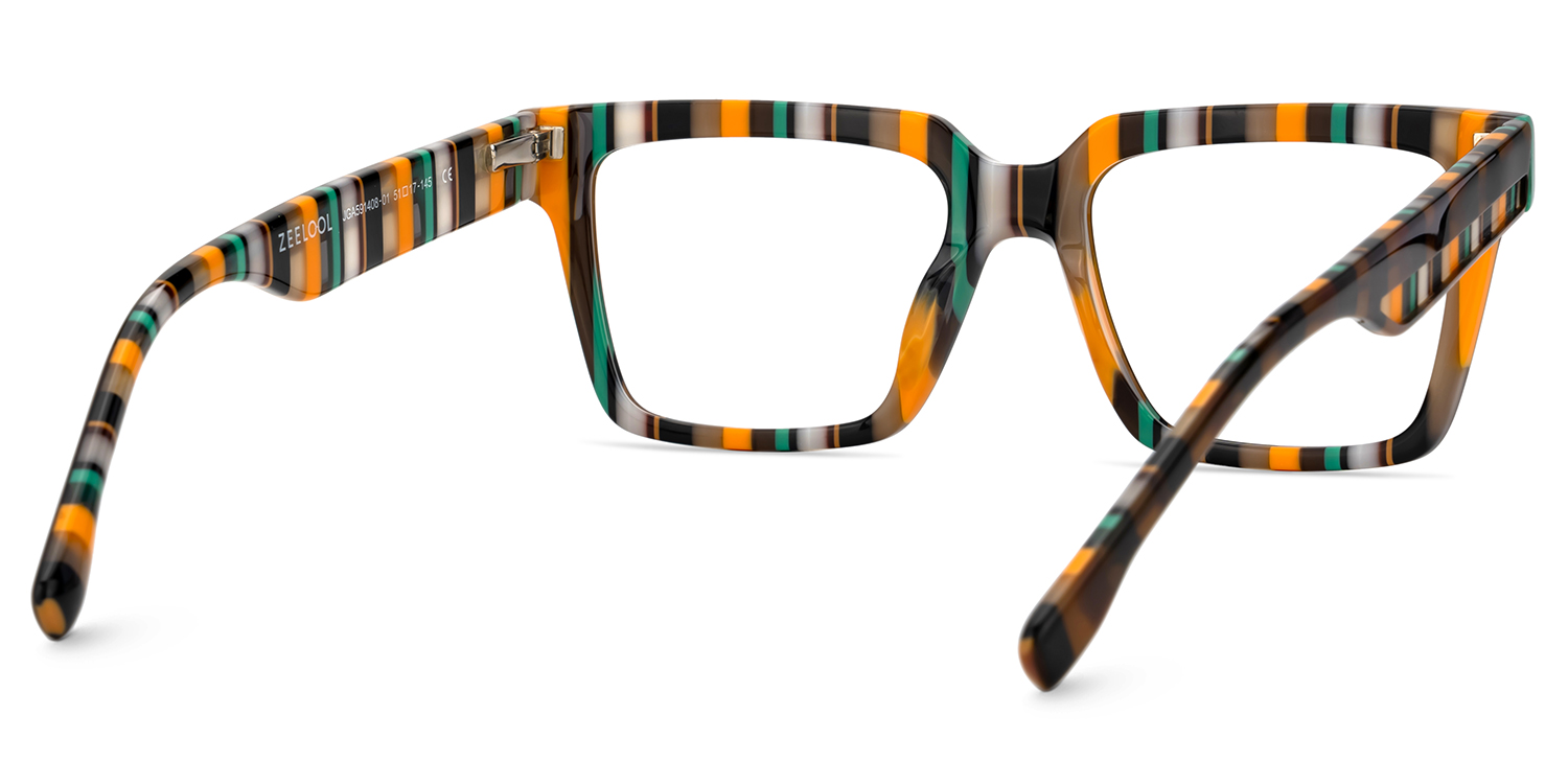 Brown Stripe Square Acetate Glasses4