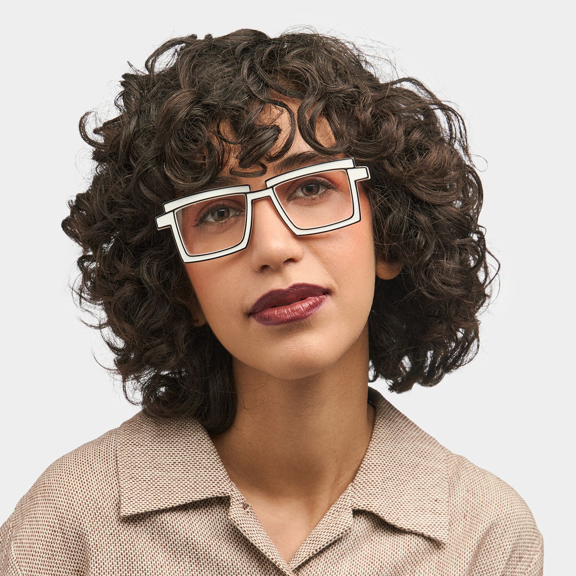 Zephyr White Cyberpunk Rectangle Frame Glasses | ZEELOOL UK0