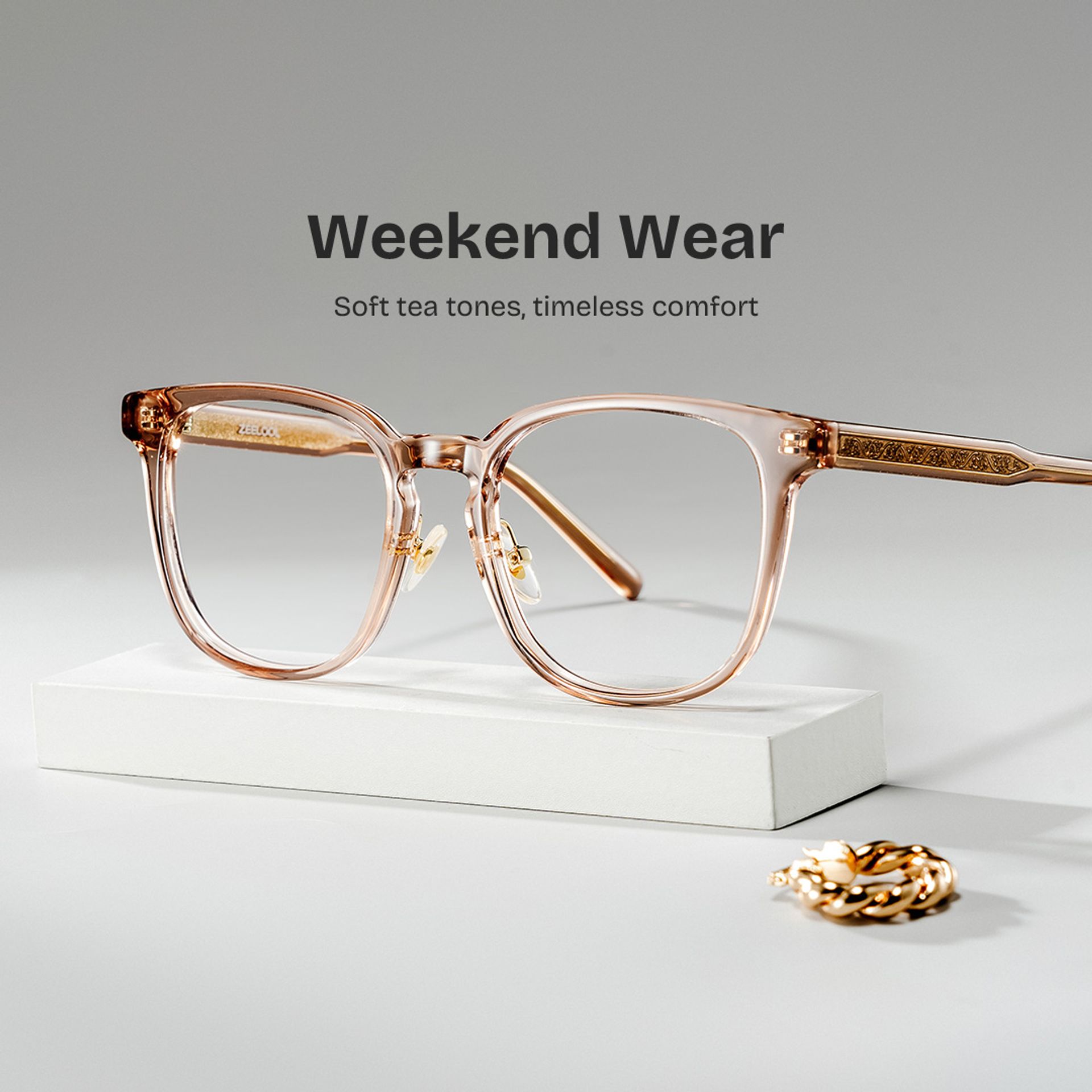 Hailey Beige Frame Glasses with Square Frame Online | ZEELOOL0