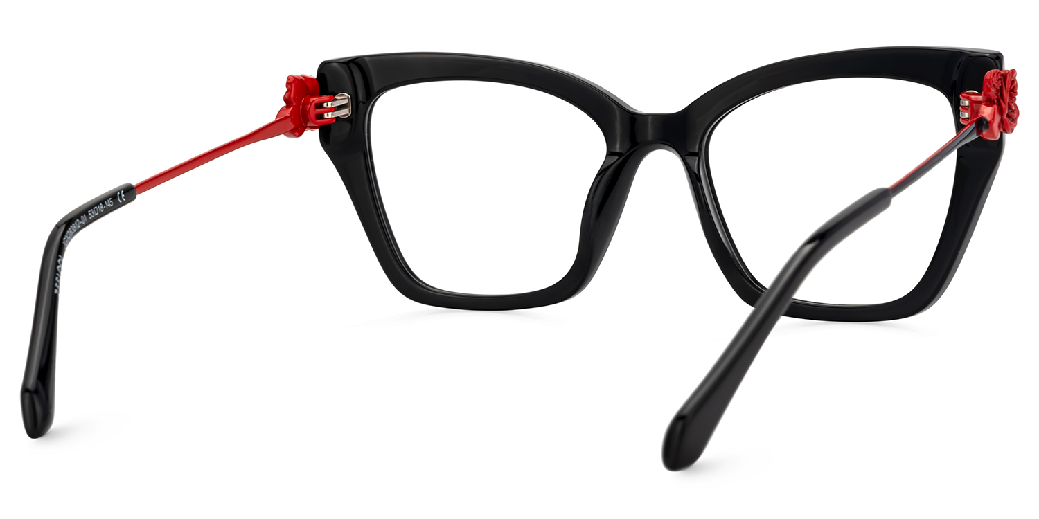 Black Butterfly Glasses With Red Rose | ZEELOOL UK4
