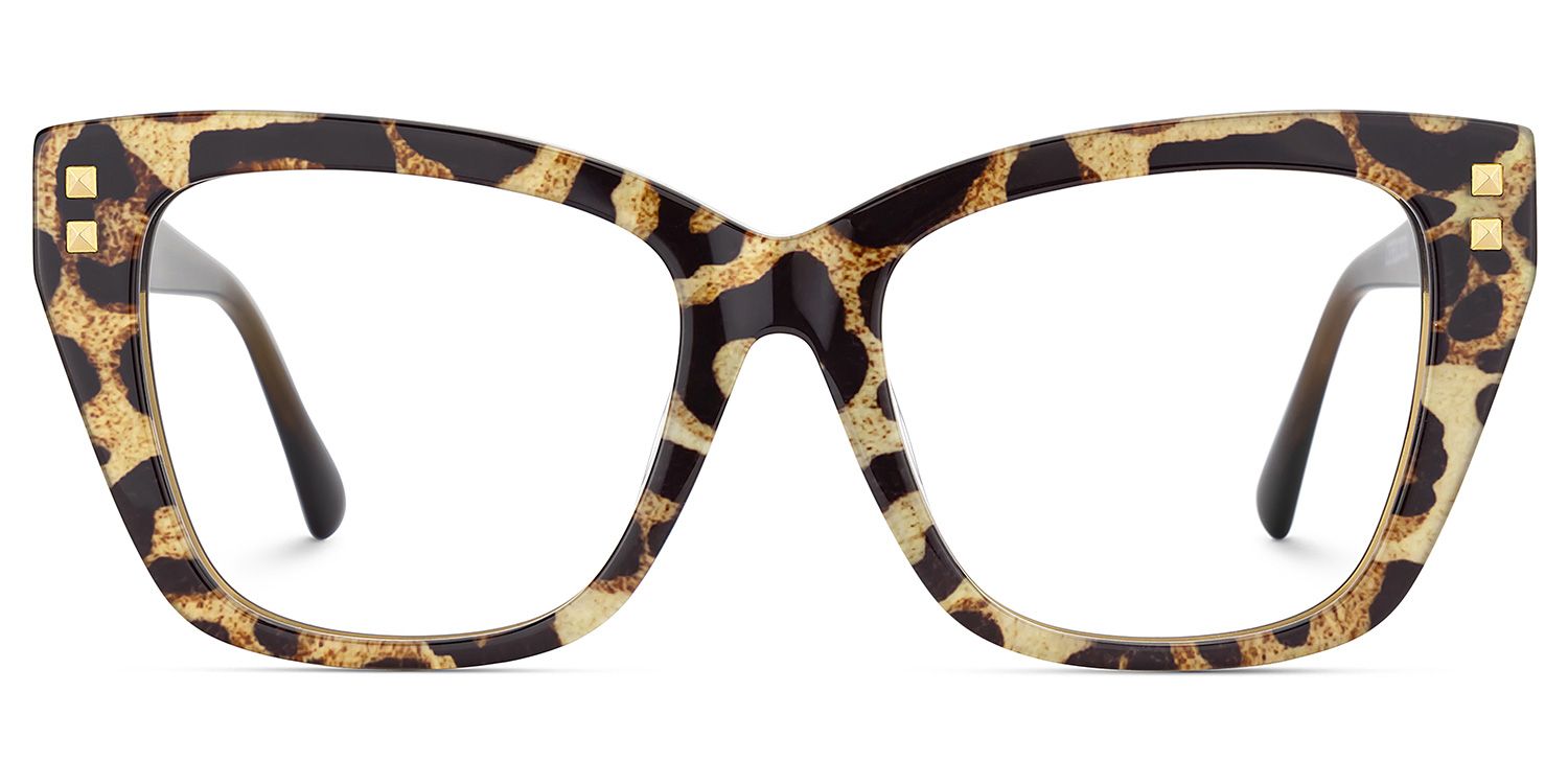 Tessia Leopard Square Glasses Women's Glasses | ZEELOOL UK2