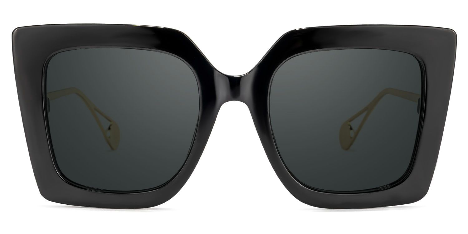 Qatar Square Black Sunglasses and Wide Frames0