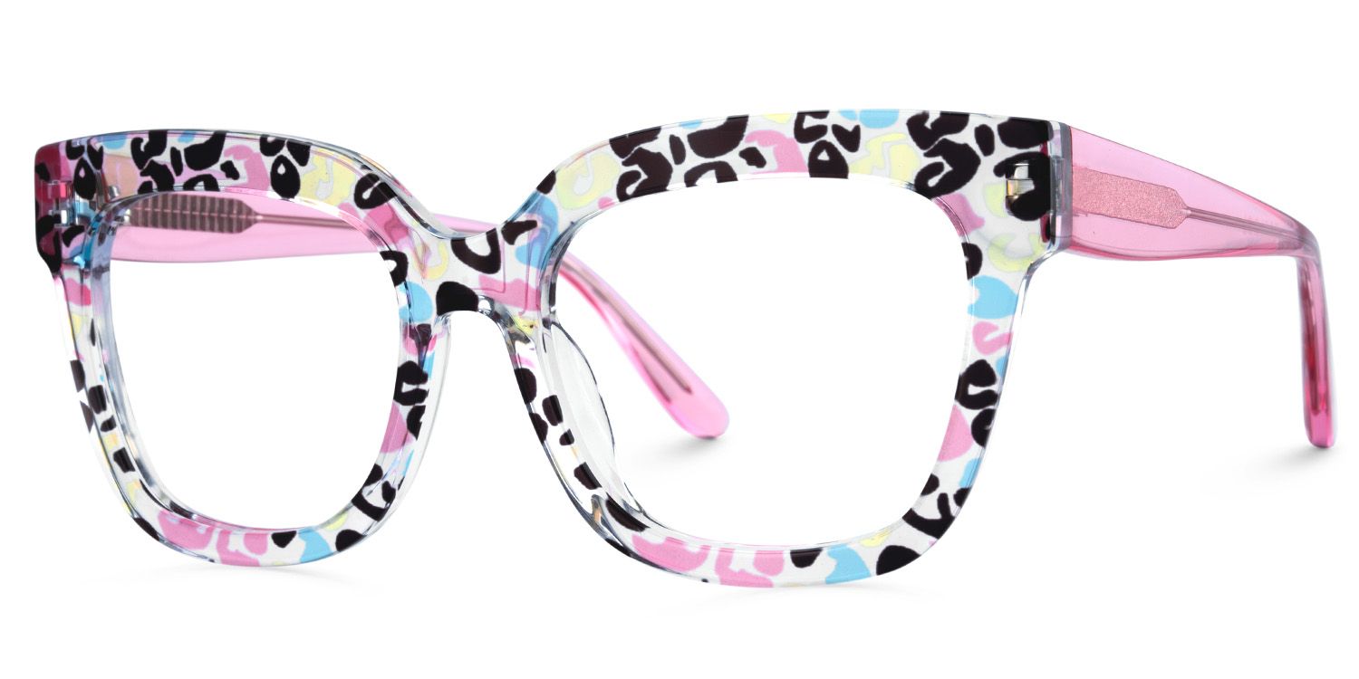 Designer Pink Leopard Square Prescription Eyeglasses3