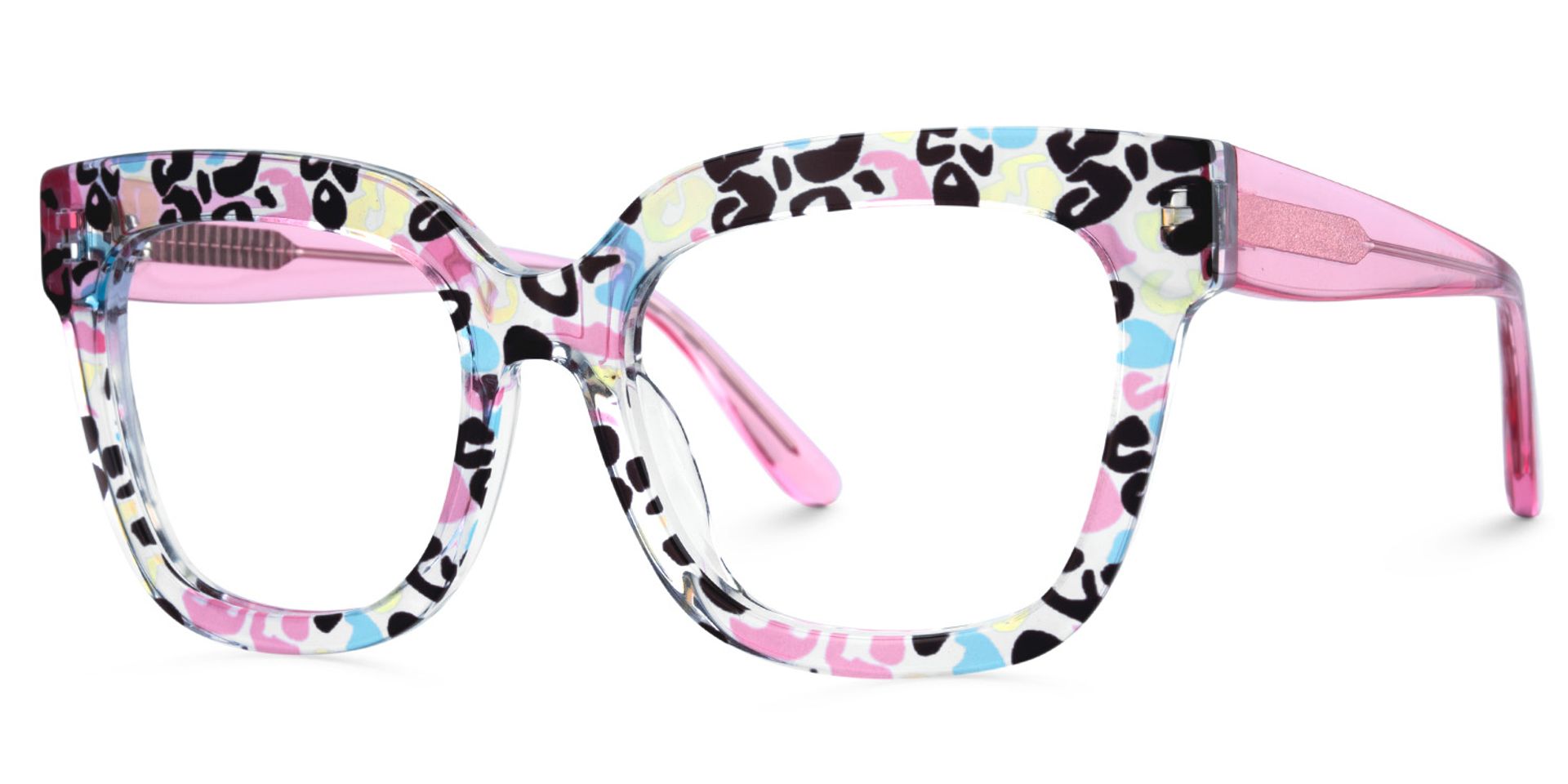 Designer Pink Leopard Square Prescription Eyeglasses3