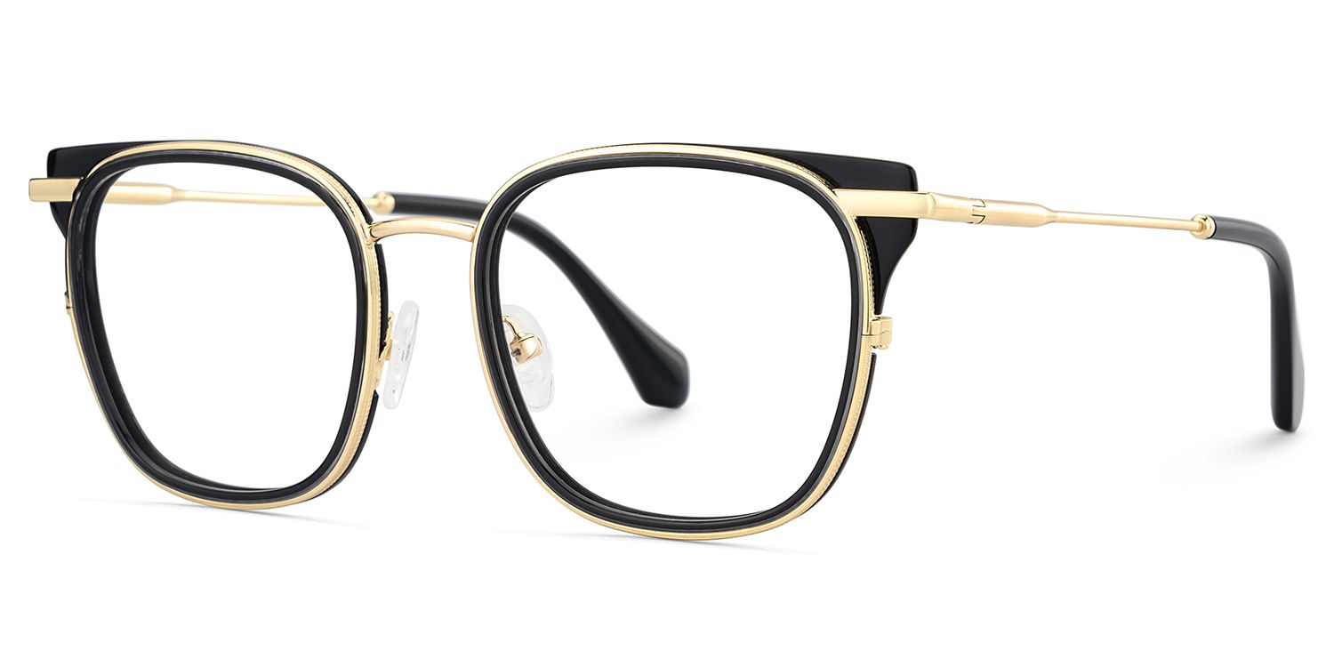 Cameron Eyeglasses in Square Black-gold Frame | Zeelool3