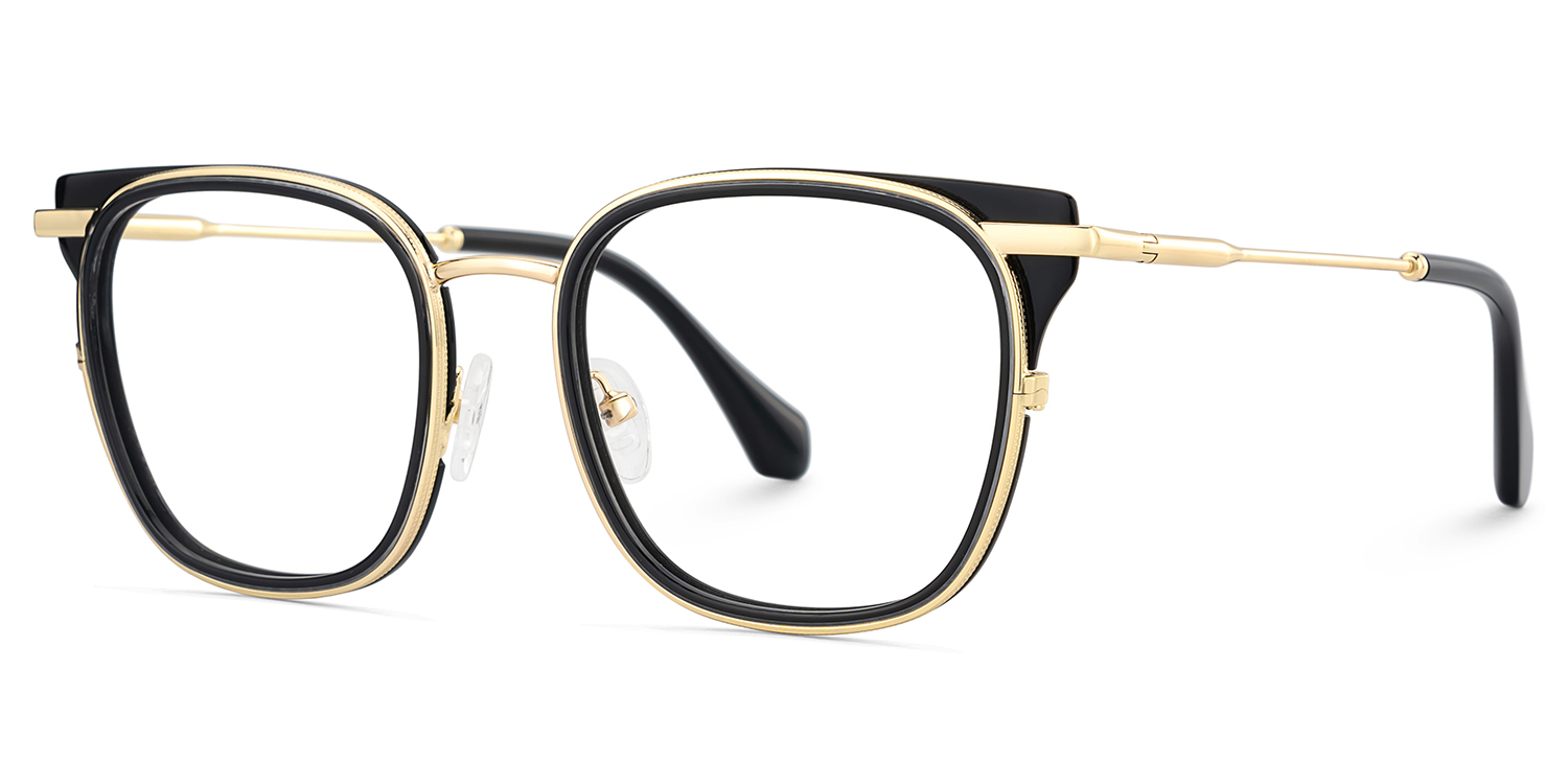 Cameron Eyeglasses in Square Black-gold Frame | ZEELOOL UK3