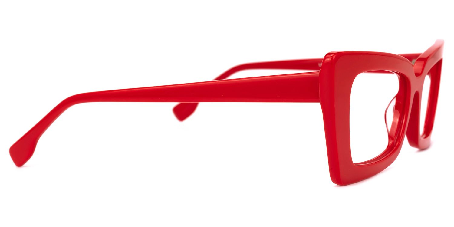 Newell Bright Red Rectangle Large Frame Glasses | ZEELOOL UK2