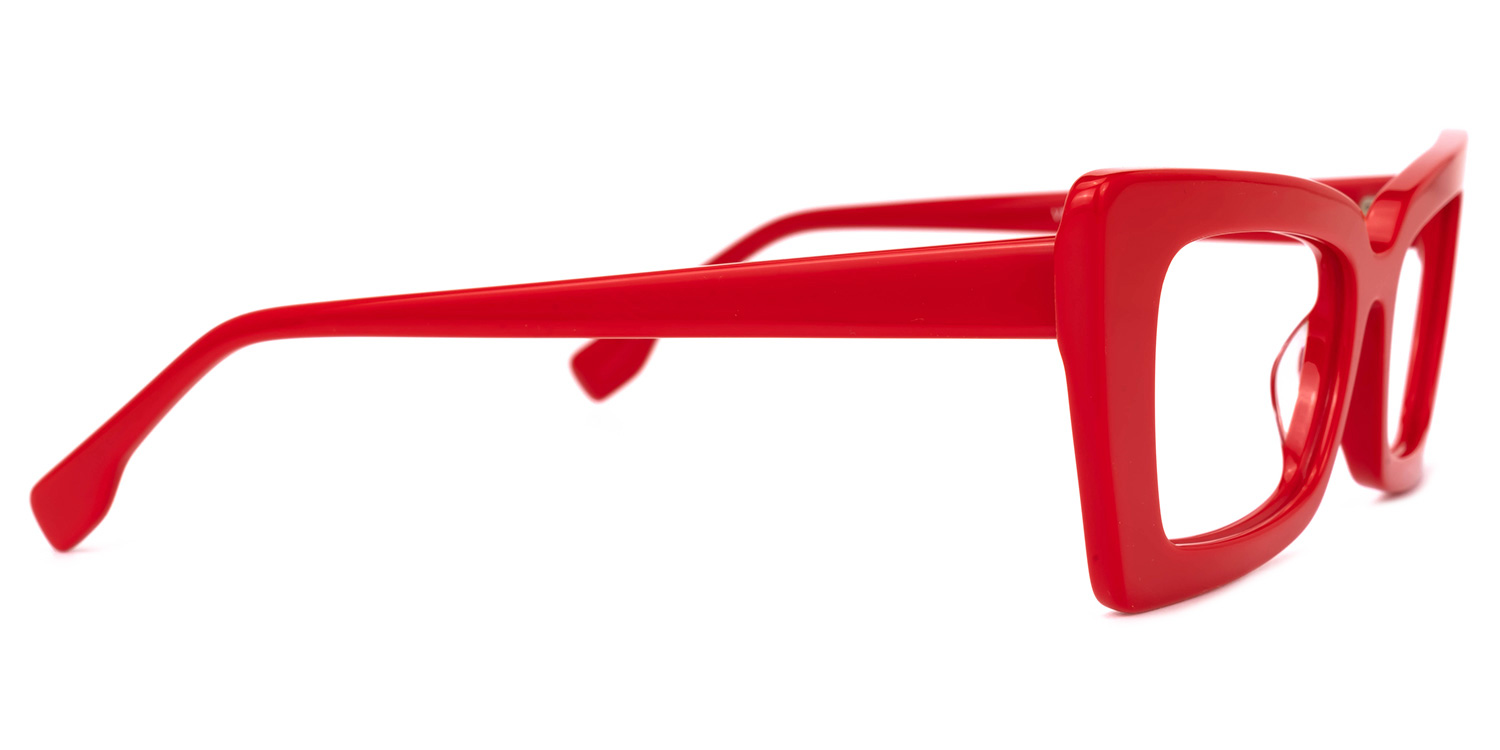 Newell Bright Red Rectangle Large Frame Glasses | ZEELOOL UK2