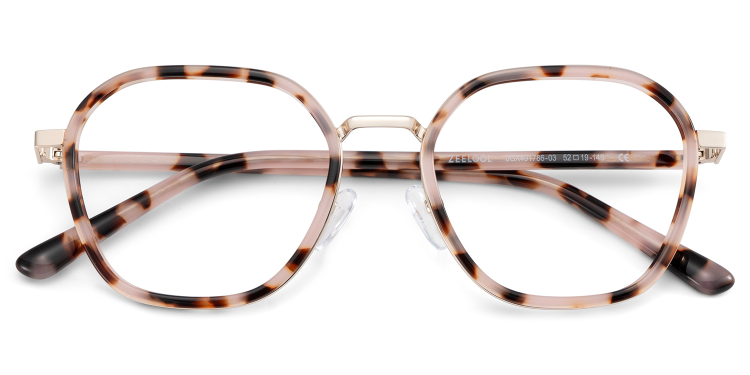 Mitchell Mixed Pink-tortoise Frame Glasses with Geometric Shape | ZEELOOL UK2