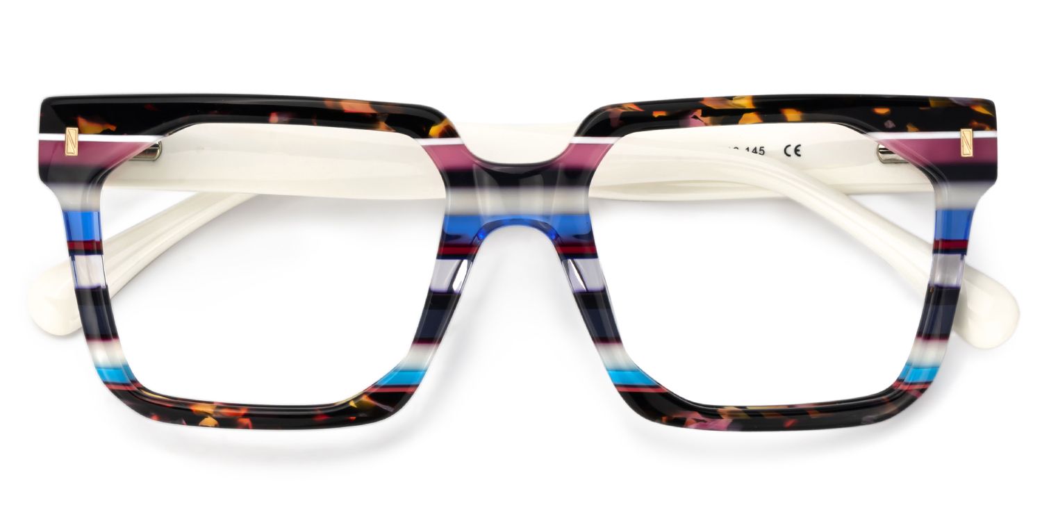Full Rim Rectangle Glasses With White Temples2