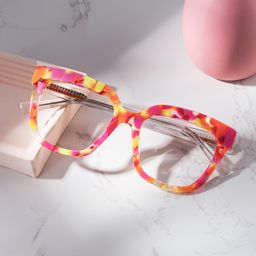 Nina Square Orange Marble Glasses0