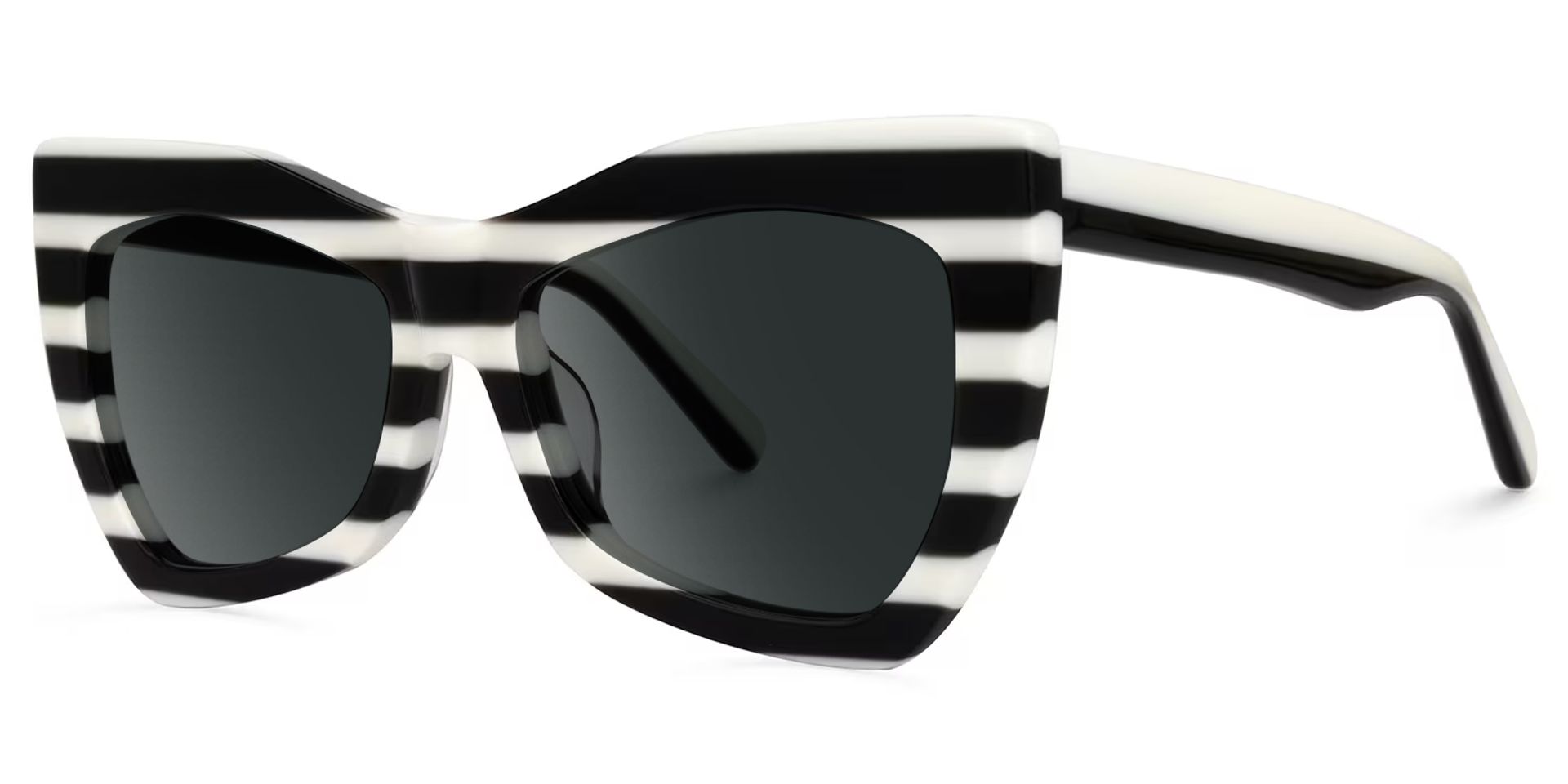 Bernita Geometric Black and White Striped Frames Sunglasses1