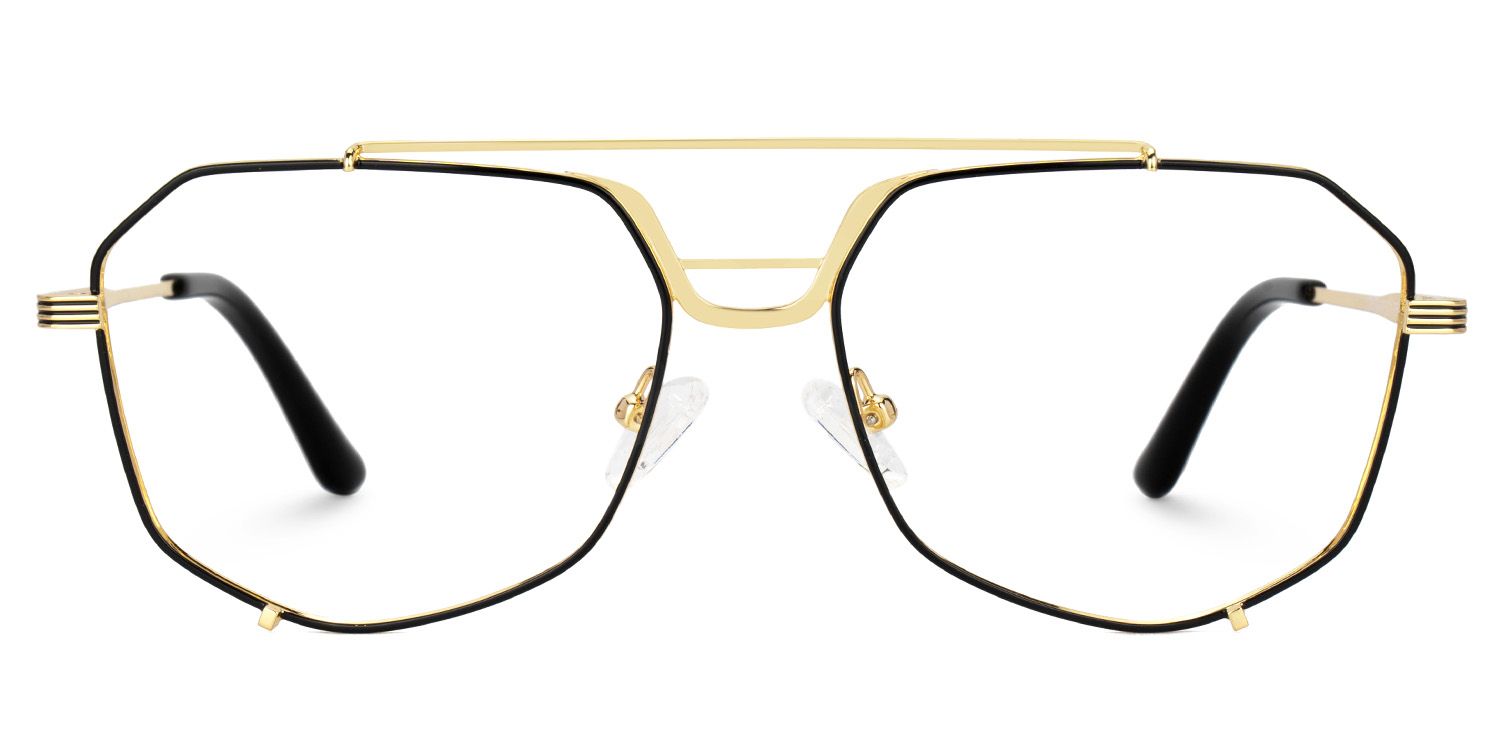 Beethoven Black-Gold Aviator Prescription Glasses | ZEELOOL UK0