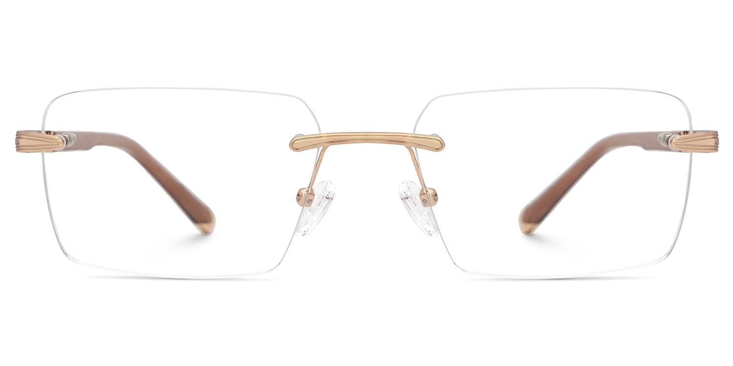 Brown Mixed-Materials Rectangle Eyeglasses- Savitrie0
