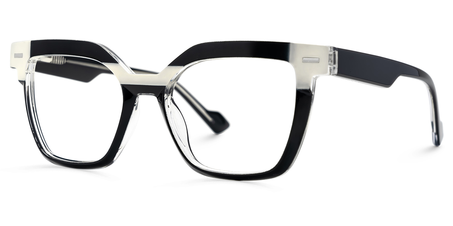 Black White Square Frame Glasses - Pinette on Sale | ZEELOOL UK2