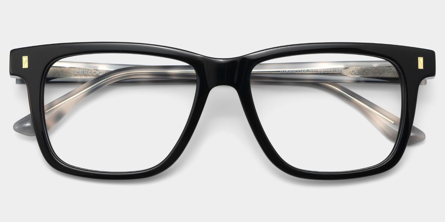 Rectangle Black Eyeglasses- Travis Acetate Frame Glasses1