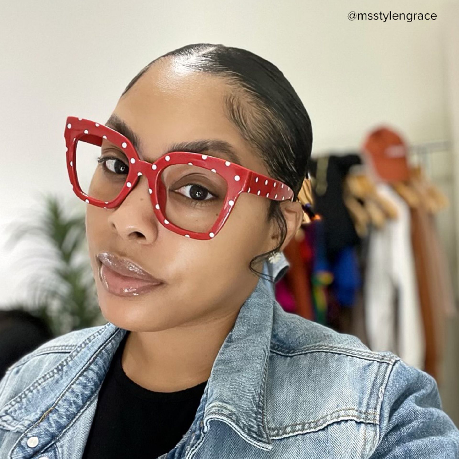 Malcolm Square Red Polka Dot Frame Gglasses | ZEELOOL UK5