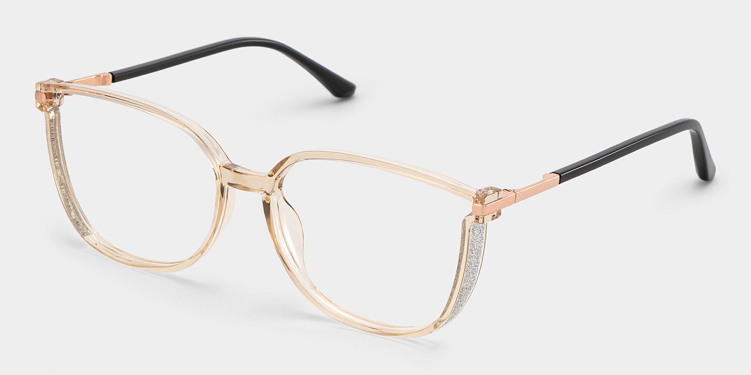Annalisa Square Beige Thin Frame Glasses | Zeelool2