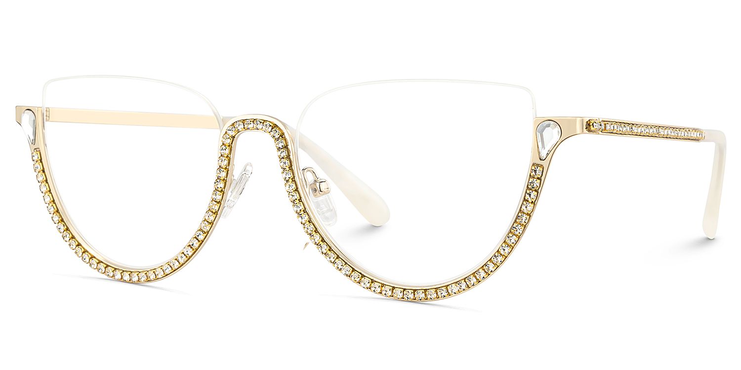 Half Frame Cat Eye Glasses With Shiny Diamonds4