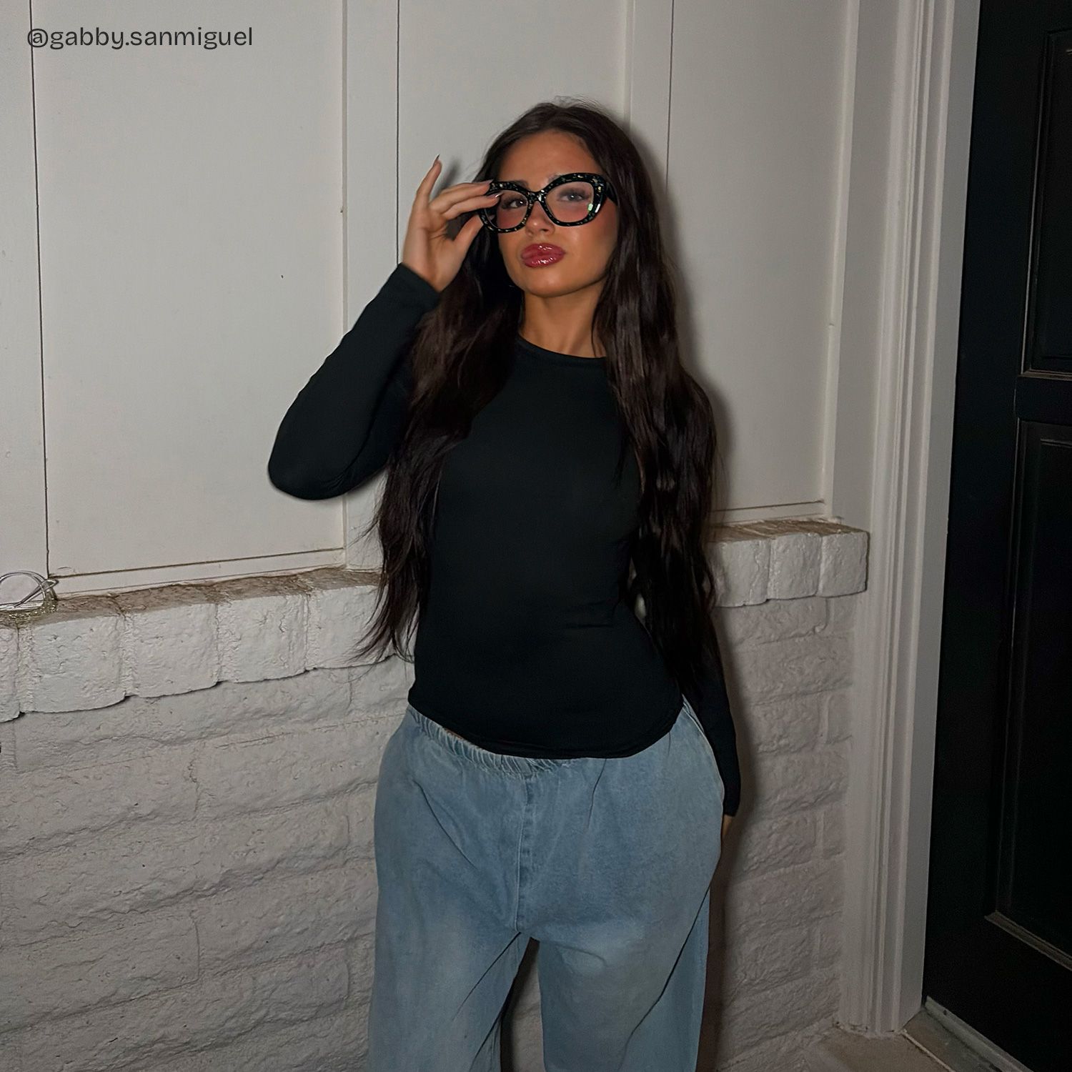 Giselle Black Cat Eye Glasses with Rhinestones | ZEELOOL8