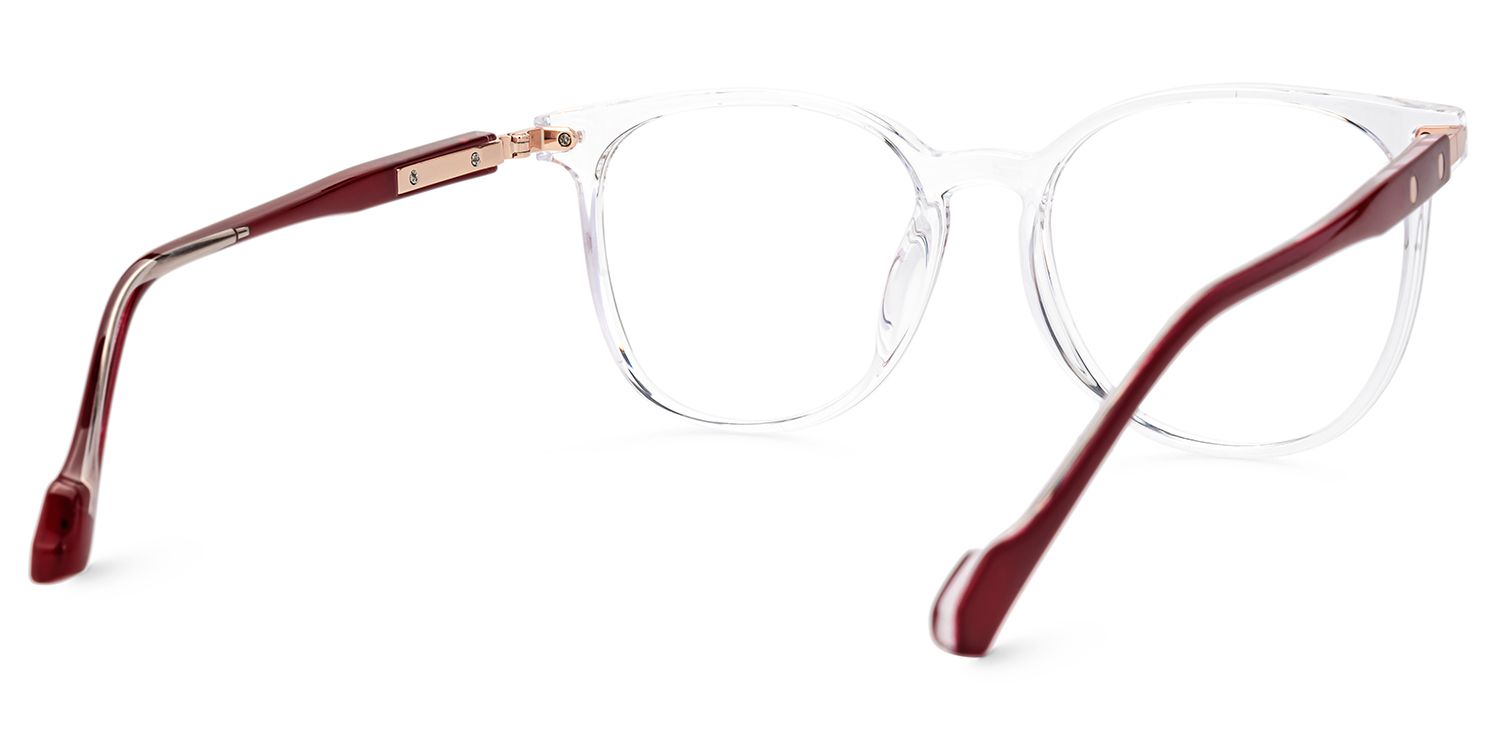 Thin Frame Round Eyeglasses With Red Temples4