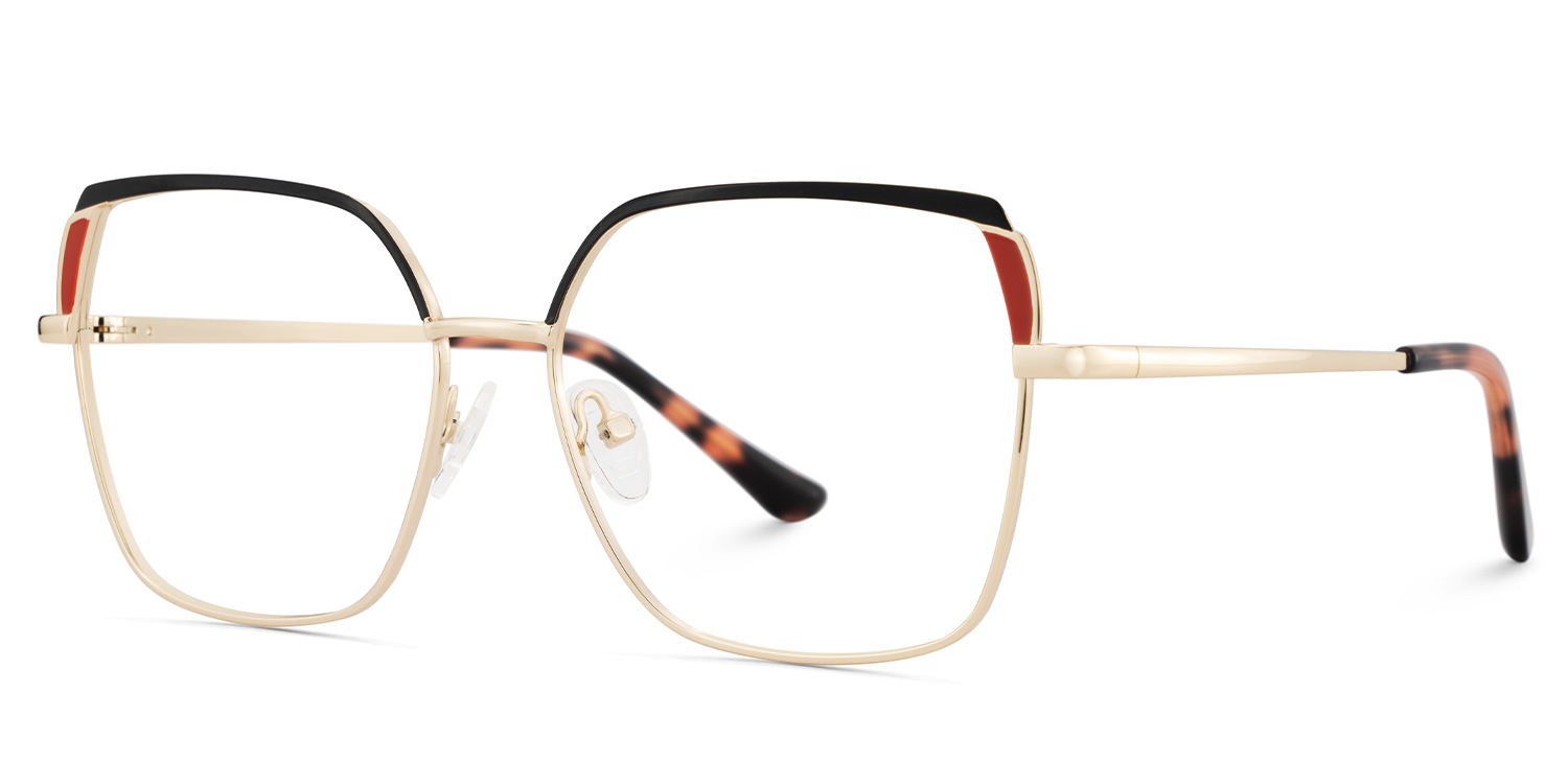 Shayla Metal Square Black Red Frame Glasses | ZEELOOL UK3