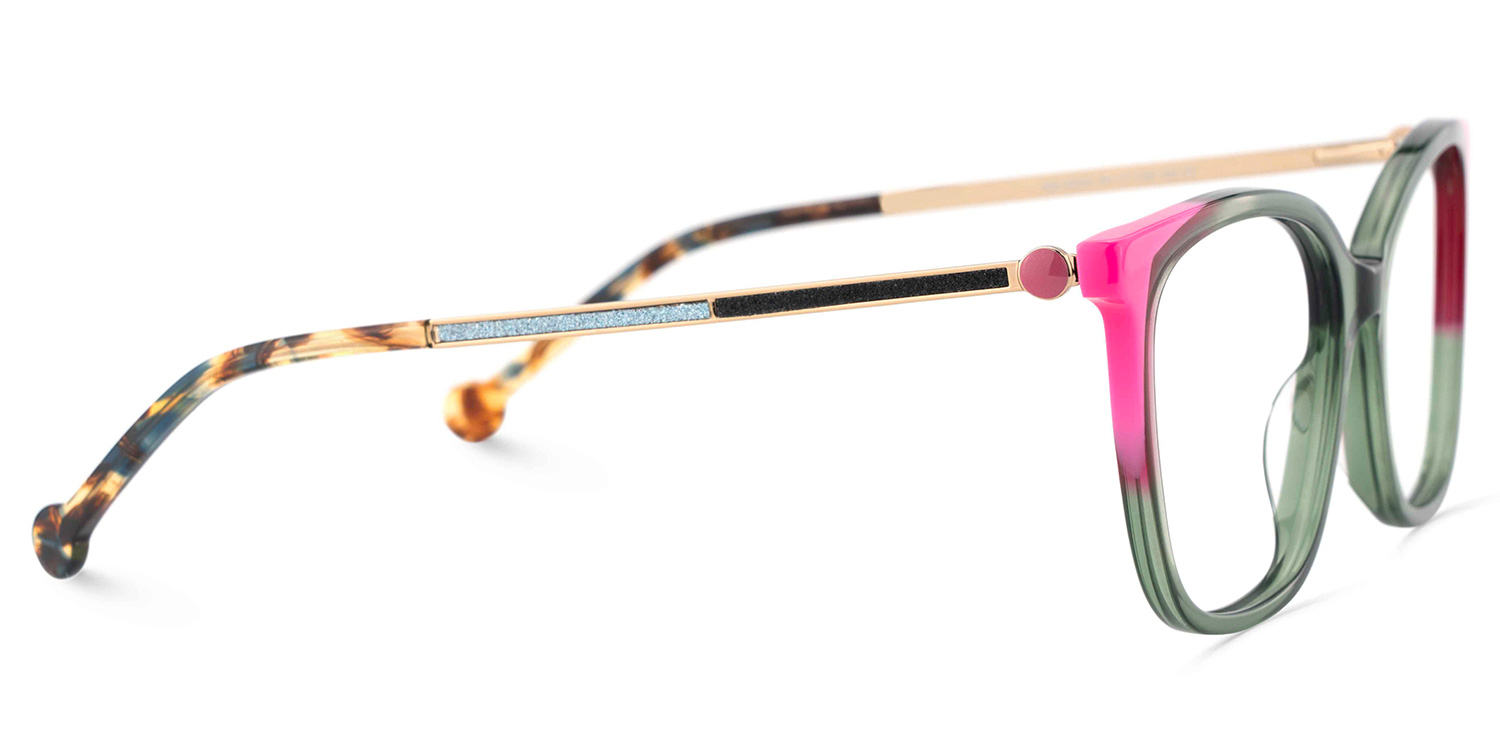 Nico Eyeglasses in Square Green Pink Frame | ZEELOOL UK4