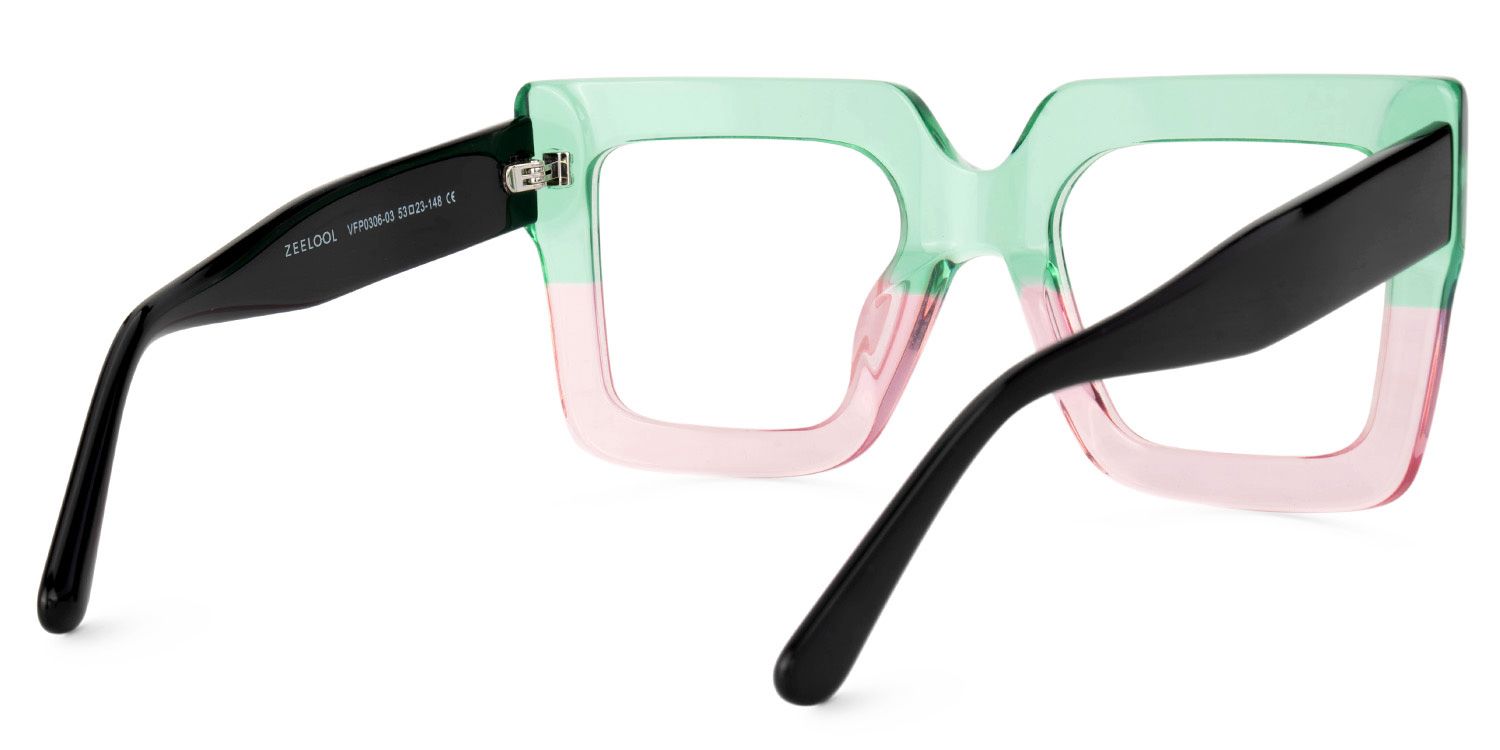 Brandon Square Green-Pink Oversized Frame Glasses3