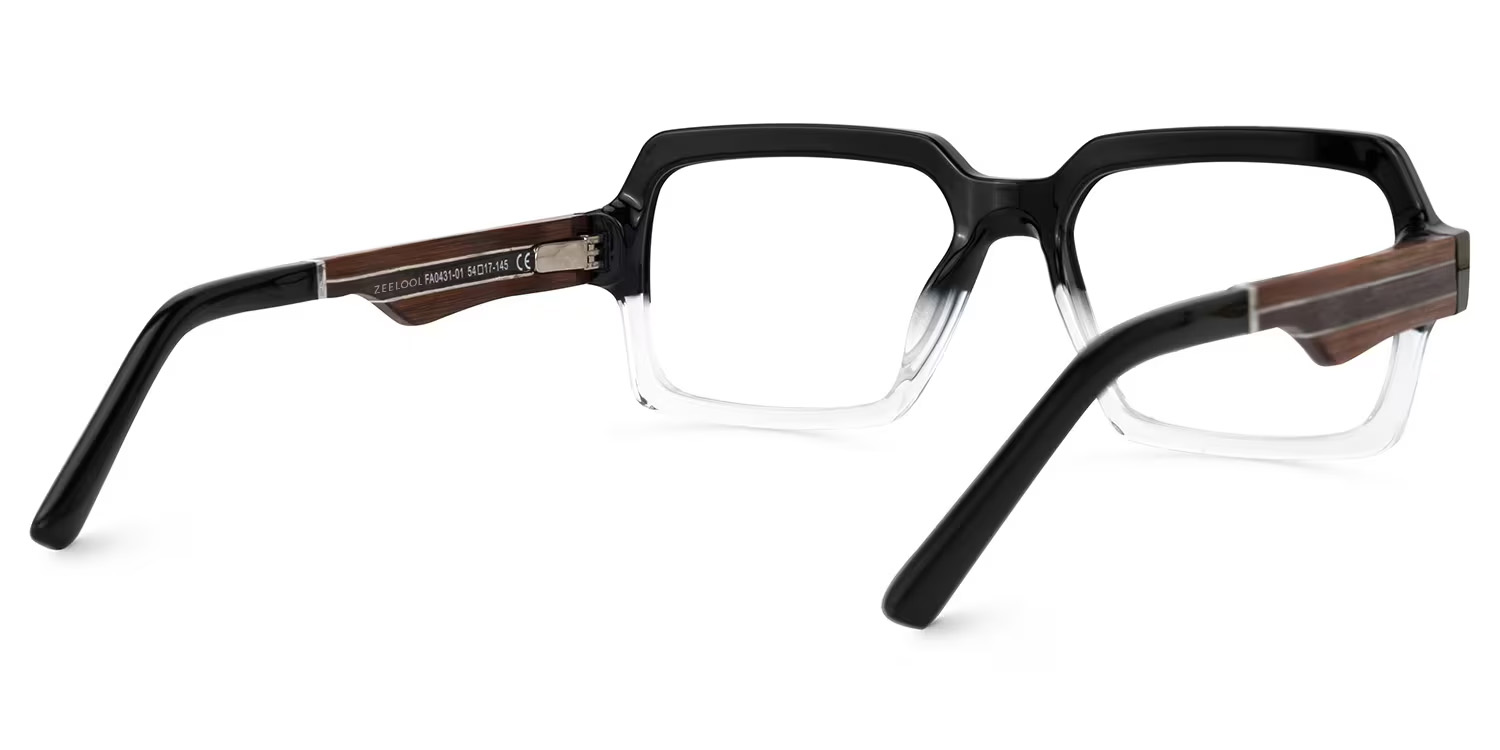 Jack Rectangle Black & Crystal Frame Glasses | ZEELOOL UK5