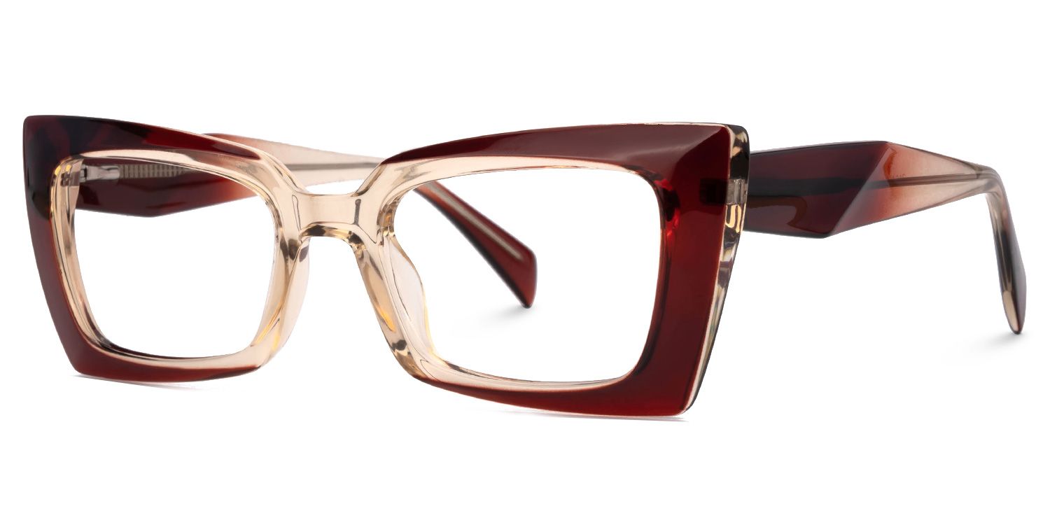 Bueghly Beige-Red Eyeglasses with Rectangle Shape | ZEELOOL UK1