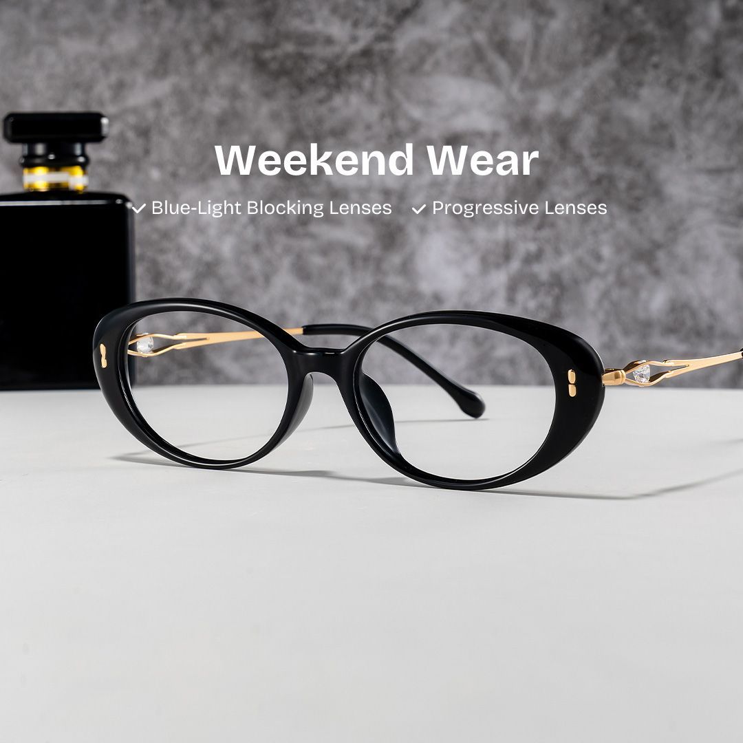 Blaire Black Frame Glasses with Oval Frame Online | ZEELOOL2