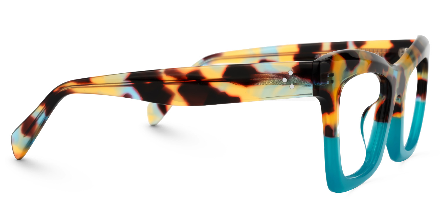 Benitez Square Peacock-Blue Glasses2