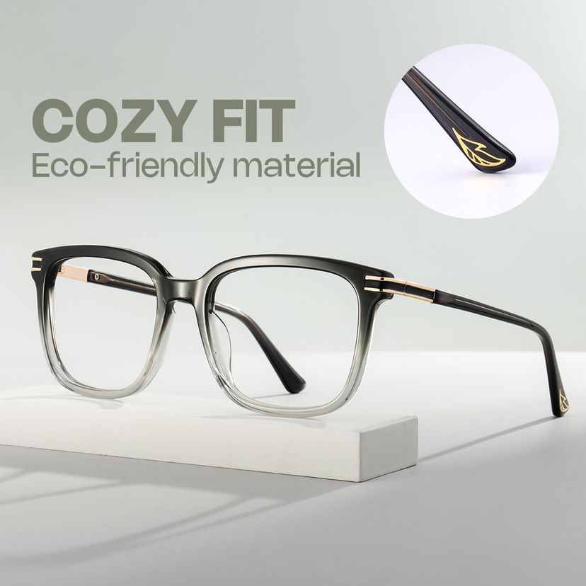 Kenny Square Gray-Clear Glasses