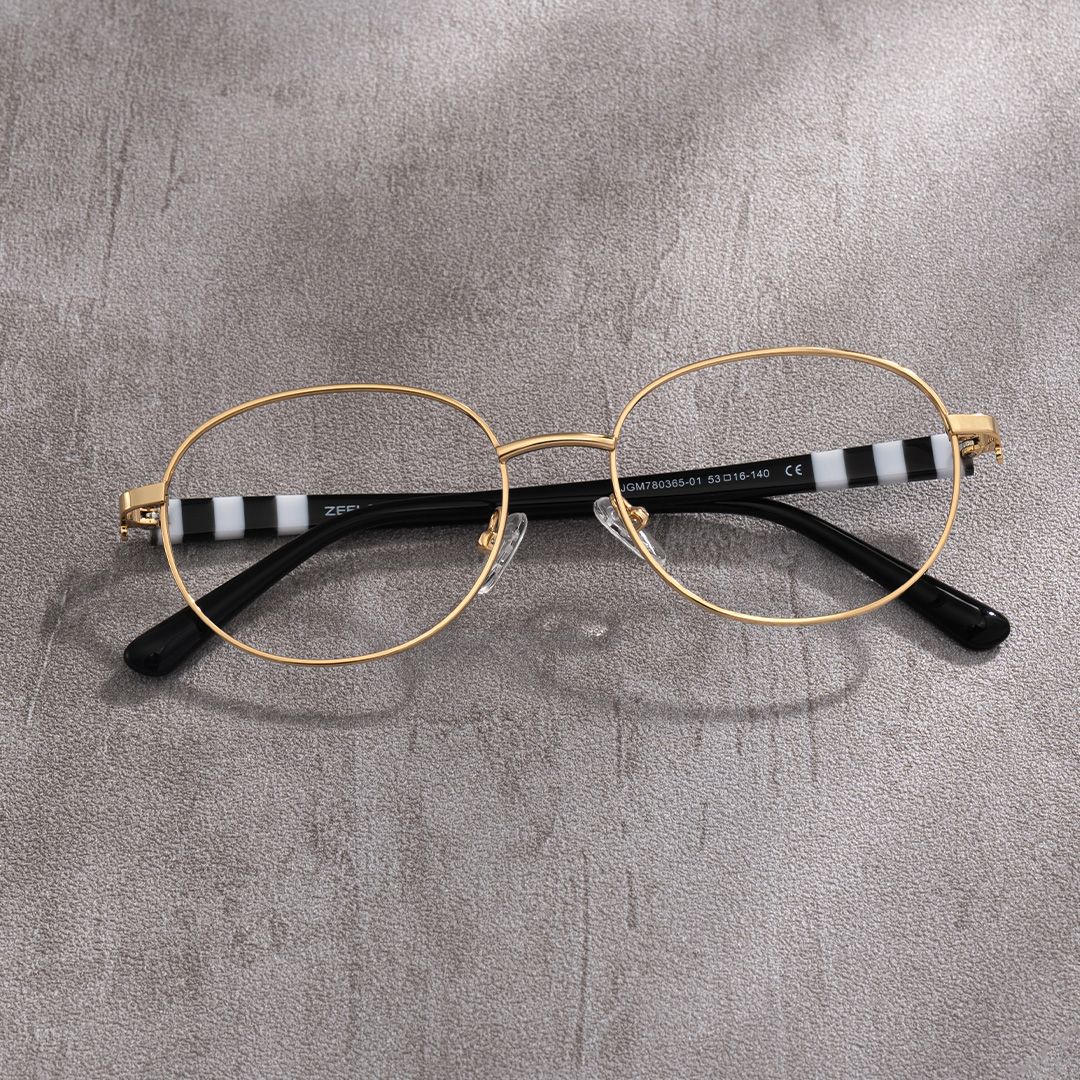 Willa Oval Gold Frame Eyeglasses for Woman| ZEELOOL UK0