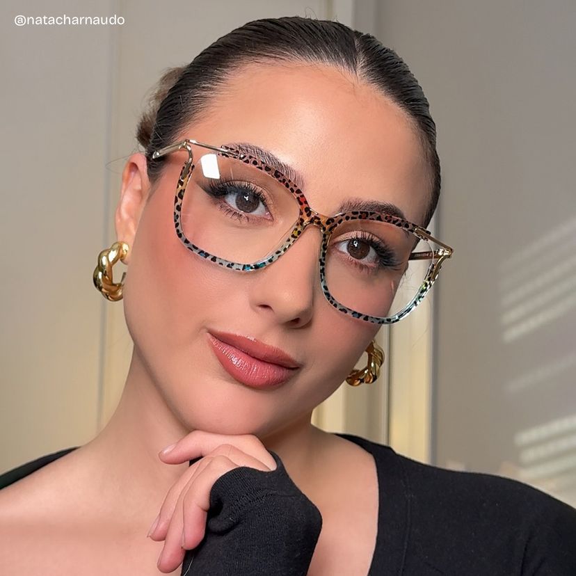 Sidibe Square Blue Leopard Glasses