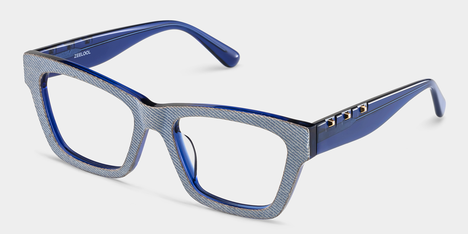 Cecilia Blue Frame Glasses with Rectangle Frame Online | ZEELOOL UK3