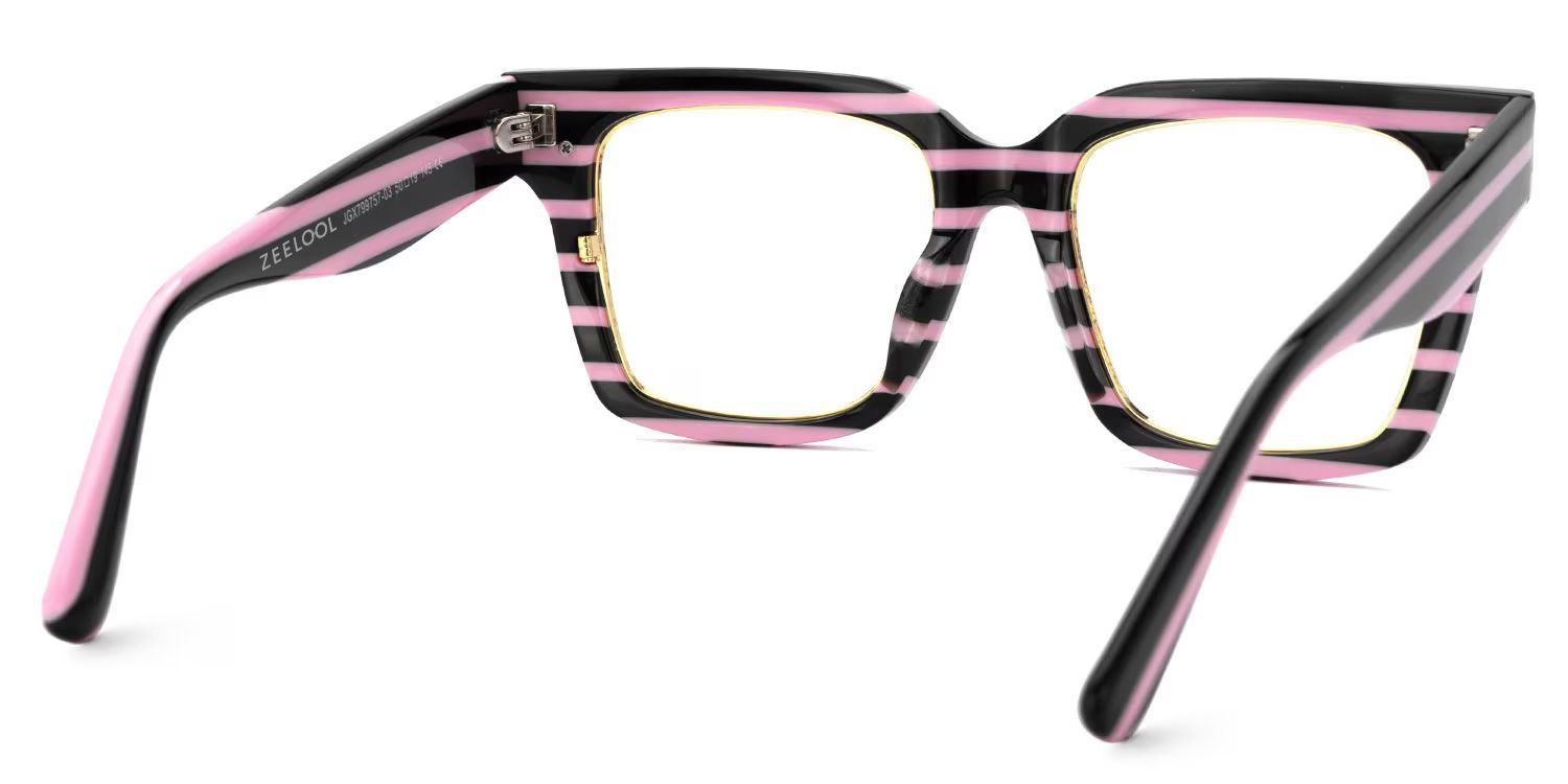 Taylor Square Black Pink Striped Frame Glasses for females | ZEELOOL UK3