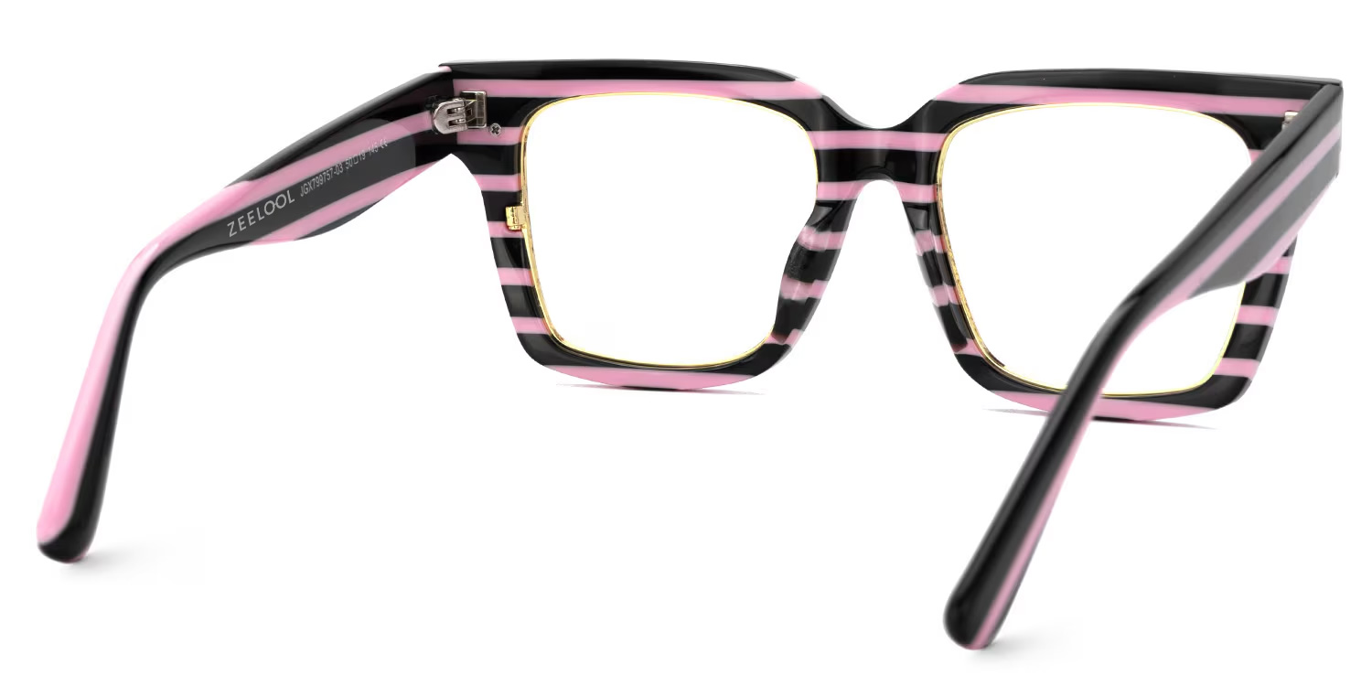 Taylor Square Black Pink Striped Frame Glasses for females | ZEELOOL UK3