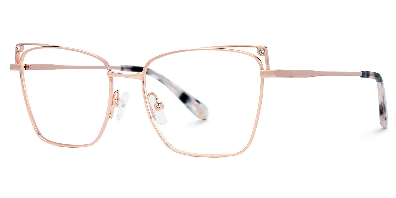 Rectangle Rose Gold Metal Glasses Frames | ZEELOOL UK1