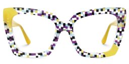 Vivian Multicolor Checkered Square Glasses1