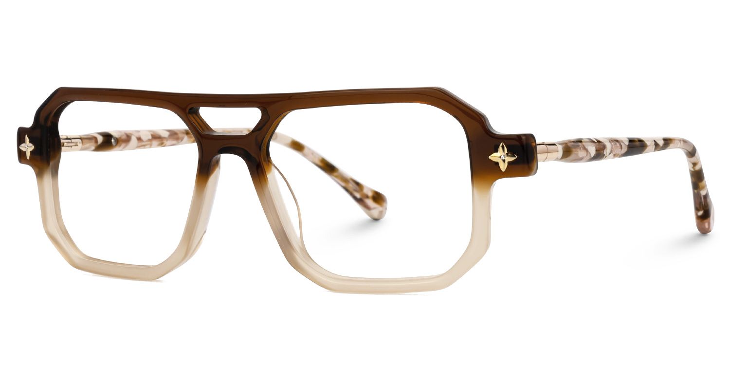 Brown Brackett Aviator Frame Eyeglasses | ZEELOOL UK1