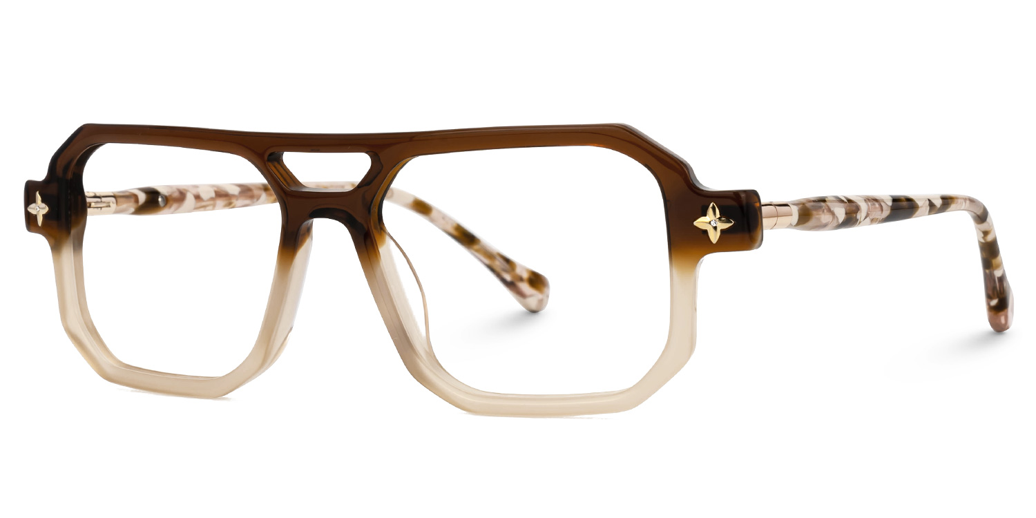 Brown Brackett Aviator Frame Eyeglasses | ZEELOOL UK1