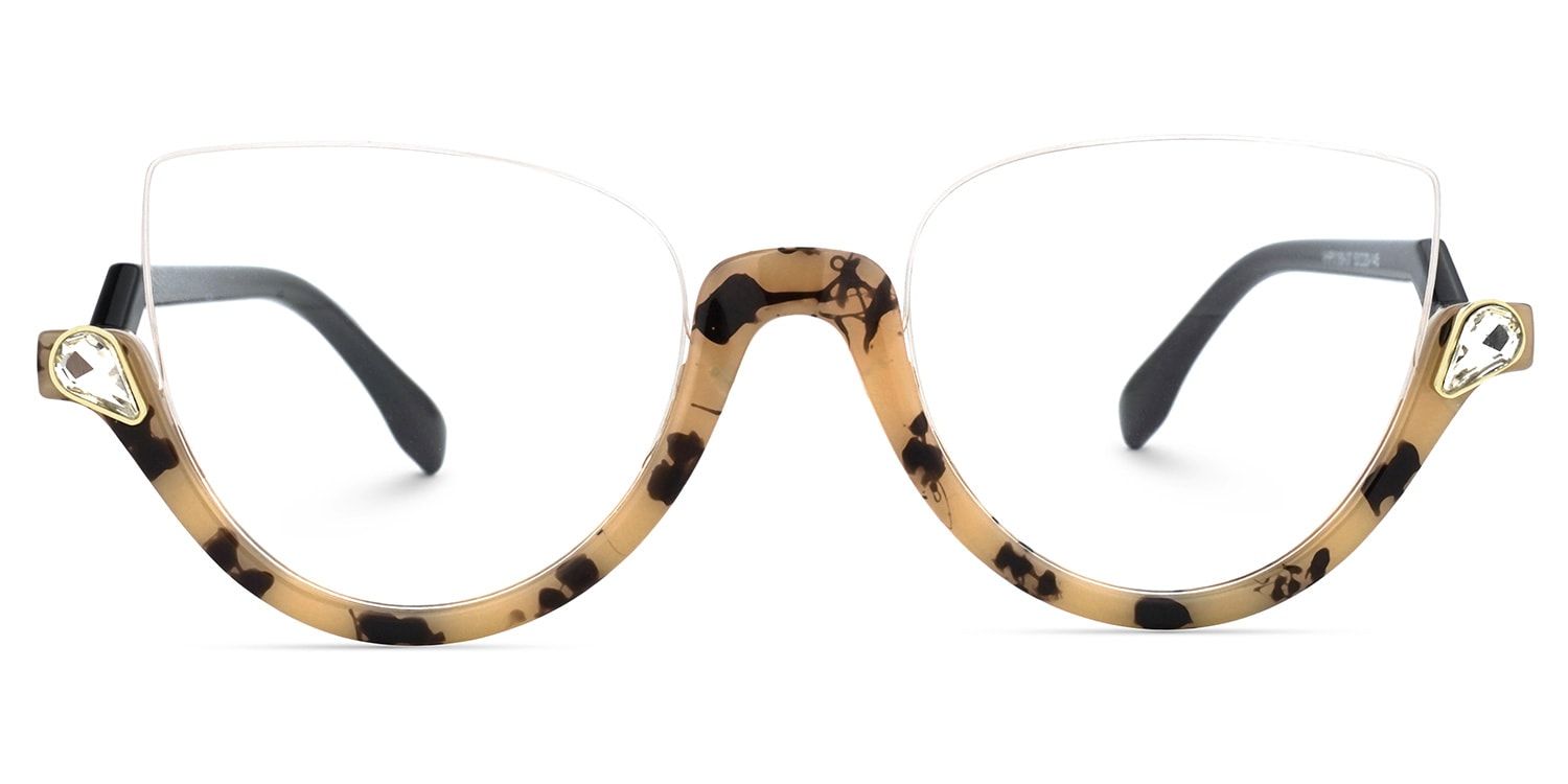 Felicia Cateye Tortoise Eyeglasses and Clear Half-Frames0