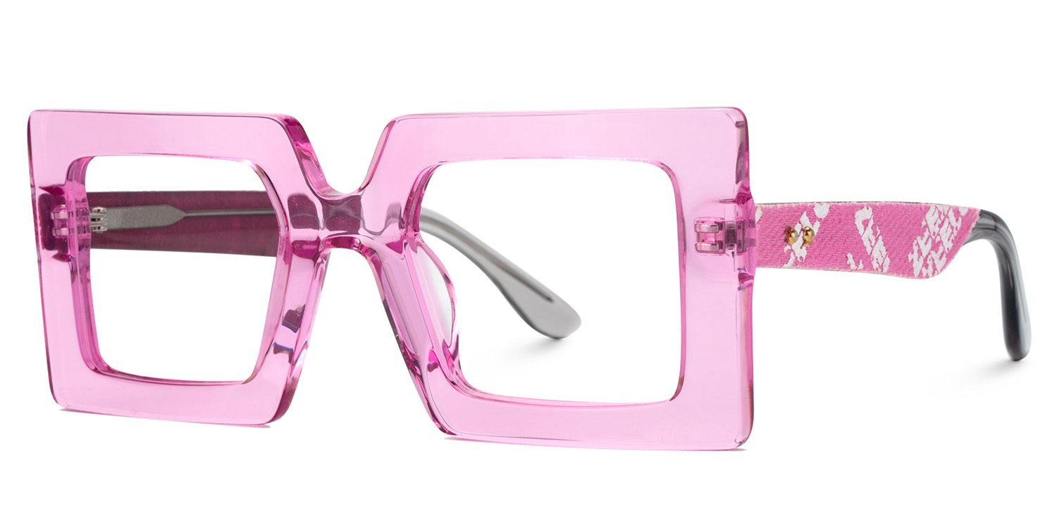 Tiffaney Square Transparent Pink Glasses3