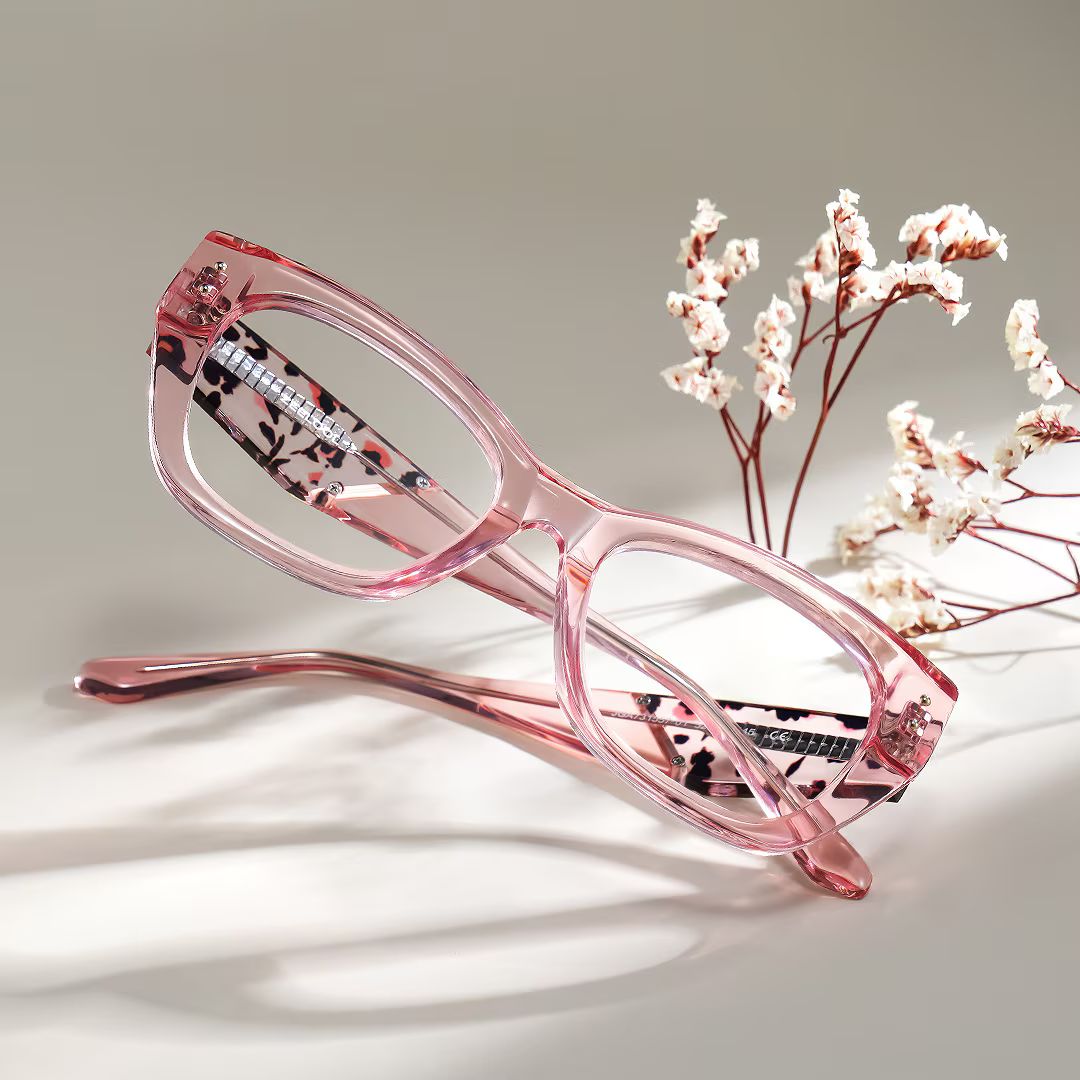 Skylar Clear Pink Frame Glasses with Butterfly Frame Online | ZEELOOL UK1