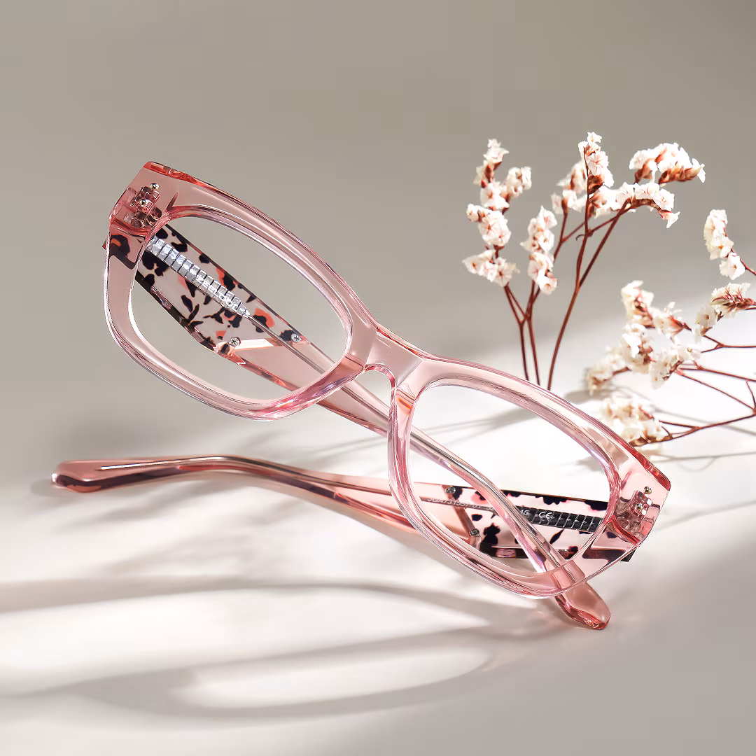 Skylar Crystal Pink Frame Glasses with Butterfly Frame Online | ZEELOOL UK1