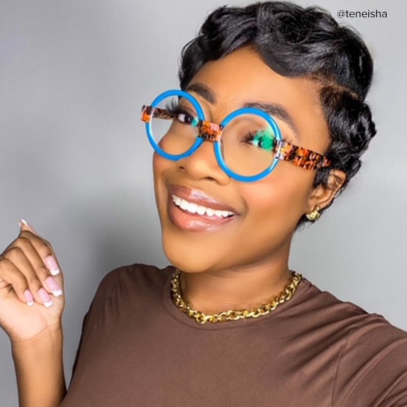 Lindsey Round Blue Frame Glasses | ZEELOOL UK6